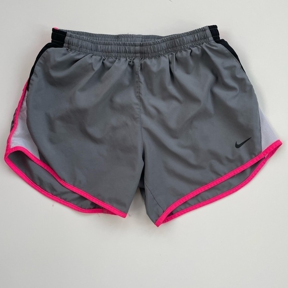 Nike Dri-Fit Girl's Gray Hot Pink Athletic Running Shorts Size Large - Picture 1 of 6